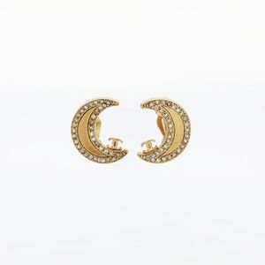 CHANEL 01P 2001 Moon Mini Coco Mark Earrings Gold